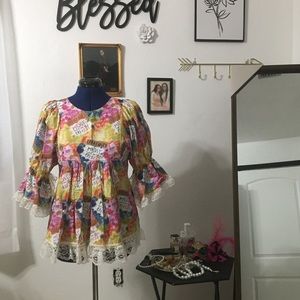 Tie-dye Ruffle tunic top (handmade)